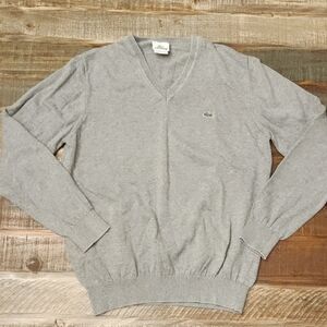 Lacoste Men's Gray V-Neck Sweater
